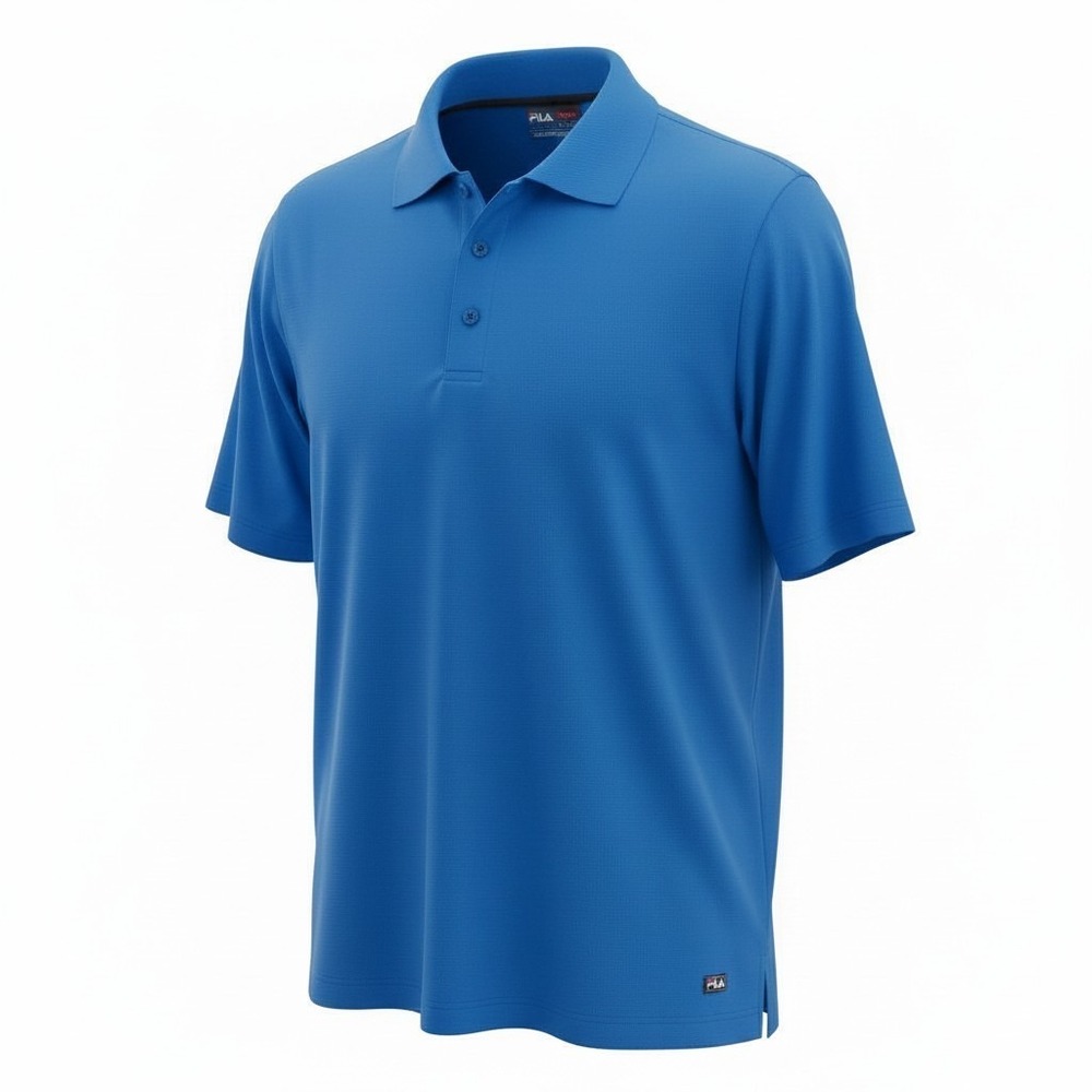 Fila Golf Performance Polo Short Sleeve Textured Athletic Shirt Blue Large New